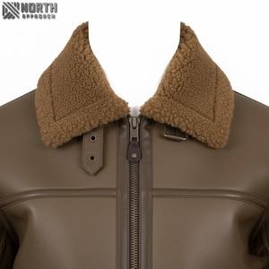 Nouvel arrivage de blouson bombardier de moto d'hiver en fourrure de cuir véritable de haute qualité pour hommes logo avant respirant - Product Image 4