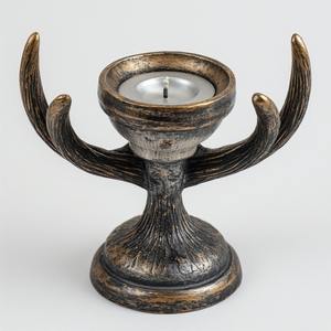 Bougeoir en corne d'aluminium fabriqué à la main avec finition à patine antique Détails artisanaux conçus pour les intérieurs décoratifs - Product Image 2