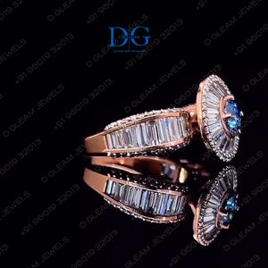 Bague de fiançailles et de mariage unisexe en argent sterling 925 poli, avec moissanite conique baguette de 5 carats certifiée IGI - Product Image 3