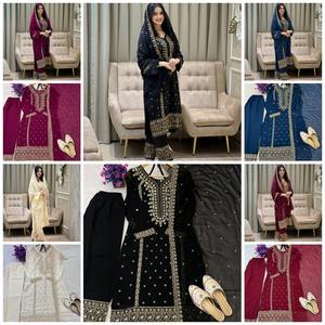 Traje Salwar de Tela Georgette Pura de Diseño Moderno, Estilo Indio Pakistaní, Última Moda Exclusiva para Mujer, Ropa Elegante para Bodas y Uso Casual - Product Image 4