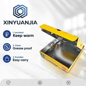 Boîte à pizza isotherme premium jaune en carton ondulé avec logo personnalisé, doublée de papier aluminium, pour garder les aliments au chaud - Product Image 3