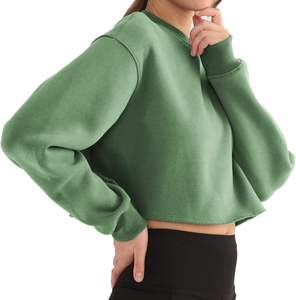 Women's Cropped Fleece Hoodie Wholesale Custom Print Logo Long <b>Sleeves</b> Letter Print Loose Women Women's <b>Sweatshirt</b> - Product Image 2