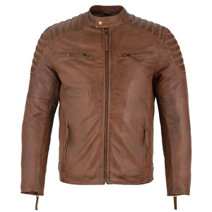 Best Price Custom Winter Men's Leather <b>Jacket</b> with Stand Collar Reversible & Windproof Made in Pakistan - Product Image 3