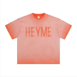 เสื้อยืดผ้าซาตินสีแอซิดสำหรับทุกเพศเสื้อยืดแขนสั้นผ้าซาติน220GSM โลโก้แบบกำหนดเองป้องกันริ้วรอยสไตล์วินเทจ - Product Image 4