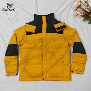 Chaqueta acolchada de alta calidad para hombre, ropa de abrigo con cuello redondo y capucha de espesor estándar, cremallera completa con bolsillos y logotipo frontal - Product Image 1