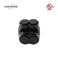   Connecteur de câblage isolé noir à 2 ports, raccord mécanique à double entrée pour câbles en cuivre et aluminium de 1/0 à 350 kcmil