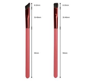 Pinceau à sourcils professionnel angulaire à manche rose, poils synthétiques, virole en aluminium épaissie, outil de maquillage pour teinture des sourcils - Product Image 3