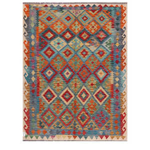 Alfombra Kilim de Maimana, Afganistán, 209 x 162 cm, Alfombras y Juegos de Alfombras Tradicionales Afganas - Product Image 1