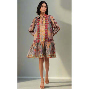 Elegante Vestido Camisero Vintage de Tweed hasta la Rodilla con Volantes - Disponible en Tallas XS a 2XL - Product Image 1