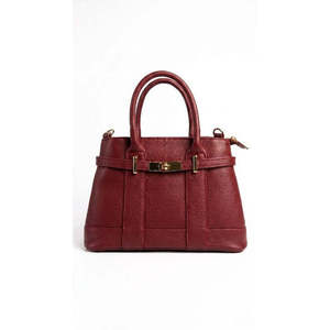 Bolso de Mano Estructurado de Cuero Genuino Dollaro con Detalles de Plumas y Pedrería - Hecho en Italia - Product Image 1