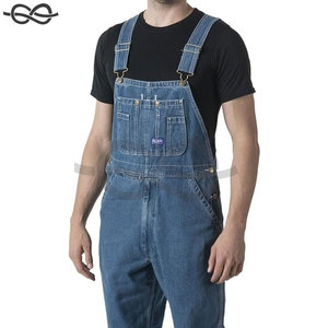 Salopette à bretelles en jean délavé pour hommes, vêtements de travail durables et confortables, bretelles réglables, poches multiples et style classique - Product Image 2