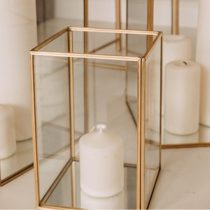 Bougeoir en verre encadré en métal décoratif d'événement bougeoir en métal populaire votif en or fini mariage décoratif et maison - Product Image 1