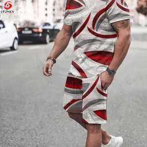 Pantalones cortos de manga corta para hombre, traje informal, gran oferta, Camiseta ajustada de verano para hombre, traje de dos piezas personalizado - Product Image 2