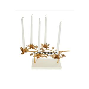 Bougeoir et support de conception de fleurs de couleur or classique à base de marbre massif dernière nouveauté bougeoirs de fêtes de mariage - Product Image 1