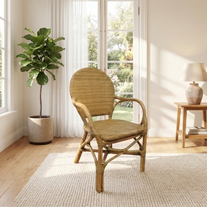 Modern Rattan <b>Dining</b> <b>Chair</b> with Armrests Minimalist Design Eco-Friendly Indoor Outdoor Furniture Stable Rattan Legs Home Decor - Product Image 3