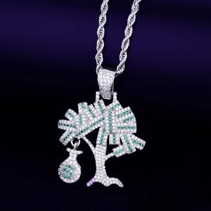 สร้อยคอจี้เพชรโมอิสซาไนต์ VVS แบบฮิปฮอป ดีไซน์ต้นไม้เงิน พร้อมตัวเรือนเงินแท้ 925 ราคาส่ง - Product Image 2