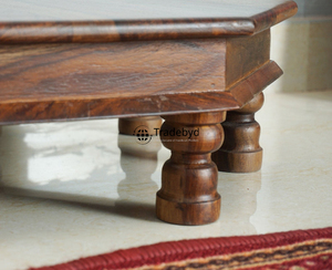 Tradebyd Chowki en bois avec sculpture élégante table Pooja pour la décoration de temple et de festival - Product Image 4