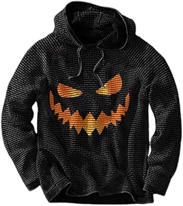 เสื้อฮู้ดฮาโลวีนสำหรับผู้ชายมีฮู้ดผ้าคอตตอนมีซิปเต็มตัวปรับแต่งสายได้ - Product Image 3