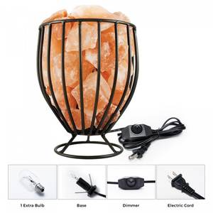 Cesta de barra de hierro redonda alta del Himalaya con trozos de sal en tamaños personalizados, lámpara de sal de cristal del Himalaya, lámpara de sal del Himalaya - Product Image 3