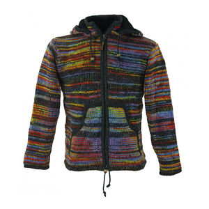 Premium Collection veste en laine mérinos tricotée à la main veste du népal veste Strick à capuche faite à la main au népal - Product Image 5