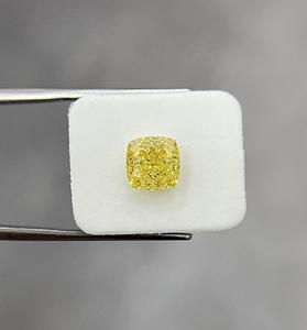Pour certifié VVS2 clarté fantaisie couleur jaune vif diamant en vrac 3.04 carat coussin coupe diamant naturel fabrication de bijoux EX - Product Image 1