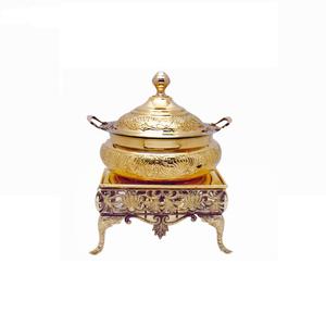 Unique Stylish Designer Attractive <b>Food</b> Supplies Chafing Dish Wedding Party <b>Food</b> <b>Warmer</b> Gold Plated Chafing Dish With Lid - Product Image 2