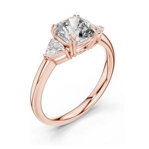Bague en diamant de laboratoire taille coussin et taille triligne 2,09 CT VVSVS EF CVD Or 18K, 14K, 10K et Argent 925 Or rose, Or jaune, Or blanc - Product Image 6