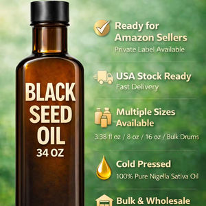 Huile de Nigelle (Graines Noires) 34 FL OZ Pressée à Froid Nigella Sativa Qualité Cosmétique Liquide 100% Pure Naturelle Stock Disponible aux États-Unis - Product Image 1