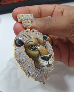 Colgante de Plata Premium con Diseño de Cara de León Helado, Estilo Diamante Moissanite, Joyería Hip Hop de Lujo - Product Image 3