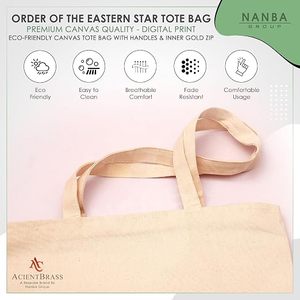 OES Masonic Shriner Canvas <b>Tote</b> <b>Bag</b> Waterproof Digital Print <b>with</b> Embroidery Reusable Shopping <b>Bag</b> and Rose Gold <b>Zip</b> - Product Image 4