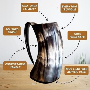 Iking-jarra de cerveza vikinga hecha con cuerno natural de balsas - Product Image 2