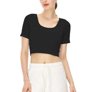 Haut de sport respirant pour femme JAC22 A65523, idéal pour le yoga, la course et l'entraînement, avec coussinets de poitrine amovibles, coupe ajustée, manches courtes, col carré - Product Image 4