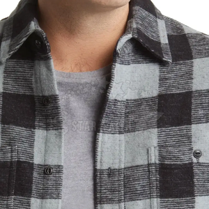 Chemise en flanelle à carreaux décontractée pour homme, en coton respirant et léger, sur mesure - Product Image 2