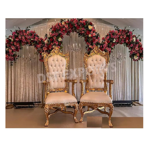 Nouveau design de chaises de mariage à dossier haut pour la scène de mariage Chaise de trône de style maharaja pour mariage Ensemble de chaises de marié pour mariage indien - Product Image 1