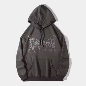 Sweats à capuche avec strass personnalisés pour hommes, coupe ajustée, couleur unie, hiver essentiel - Product Image 1