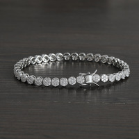 Pulsera de tenis redonda de circonita cúbica (CZ) de 5 mm al por mayor, cadena de circonitas de una sola fila con efecto helado para parejas, regalo de hip hop, conjunto de joyería personalizada para compradores