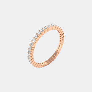 แหวนเพชรทรงกลม 0.60 กะรัต ทอง 14k เพชรเลี้ยงในห้องปฏิบัติการ ฝังแบบไมโครพรอง ดีไซน์เรียบง่าย สำหรับผู้หญิง สามารถสวมซ้อนกันได้ สี D - Product Image 1