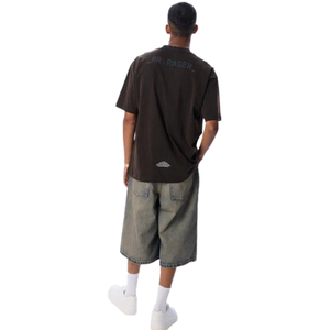 Camisetas de Hombre de Algodón 100% Lavado, Corte Holgado, Color Negro Desgastado, Estilo Vintage, Ropa Urbana Informal, Suave y Transpirable para Uso Diario - Product Image 4