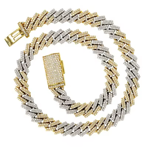 Cadena cubana personalizada de alta calidad VVS moissanite Iced Hip Hop chapado en oro collar de dos filas mayorista de joyería para hombres y mujeres - Product Image 3