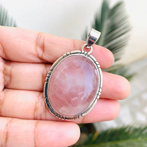 Adorable pendentif en quartz rose naturel 925 collier en argent sterling fait à la main pendentifs fins et breloques cadeau pour les femmes - Product Image 6