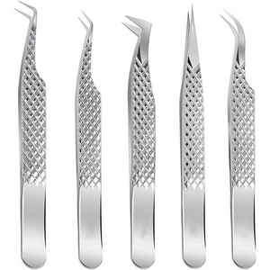 Pinzas de pestañas manuales profesionales de acero inoxidable con punta puntiaguda para extensiones de pestañas implantes déntricos puntas de fibra de belleza - Product Image 1