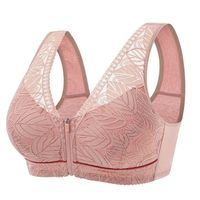 부드러운 면 여성용 탱크 탑 대형 통기성 속옷 전면 섹시 브라 와이어 프리 디자인 스틸 링 전면 지퍼 레이스 없음
