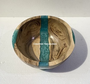 Émergé bol de service en bois fait à la main Design moderne bol à trempette en bois d'acacia bol à fruits en bois vaisselle utilisée - Product Image 6