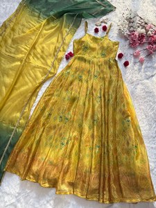 Vestido Maxi Elegante Amarillo con Estampado Floral, Sin Mangas, Corte en A, Largo hasta el Suelo, Informal, Vintage, para Mujer, Verano, Fiesta, Playa, Jimmy - Product Image 3