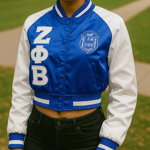 แจ็กเก็ตผ้าซาตินโพลีเอสเตอร์สำหรับสตรีกันน้ำได้เสื้อแจ็คเก็ตบอมเบอร์ Zeta phi Beta 100% โลโก้ที่กำหนดเอง - Product Image 6