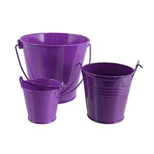 Small Purple Powder Coated Metal <b>Folding</b> <b>Bucket</b> with Wooden Handle Eco-Friendly Storage - Product Image 4
