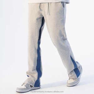 Custom Logo Men's Casual Flared Pant Streetwear <b>Joggers</b> 100% Cotton Elastic Waistband Flare Sweatpants Trousers New Style - Product Image 3