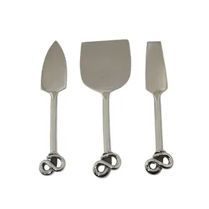 Couteau à beurre à fromage à poignée argentée en acier inoxydable avec poignée en forme de nœud Parfait pour les cadeaux de mariage et d'ustensiles de cuisine - Product Image 1