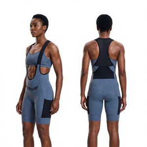 Cuissard de cyclisme ajusté pour homme en Spandex et Polyester, anti-humidité, bleu et noir, avec logo sur la jambe droite, pour adulte - Product Image 2