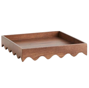 Plateau de service hexagonal en bois pour la maison, plateau de service pour le dîner, plateau à fruits secs, plateau à friandises fini brun - Product Image 2